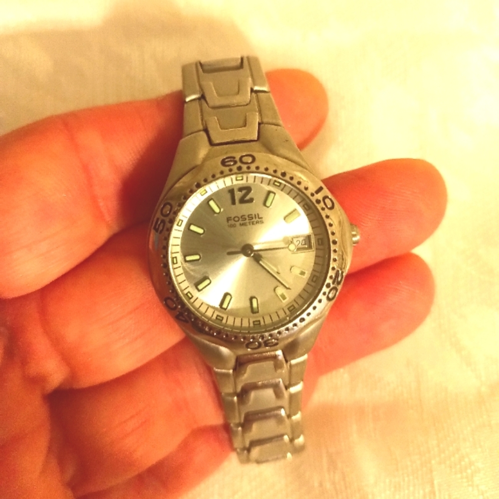 Fossil blue silver tone stainless steel women's watch